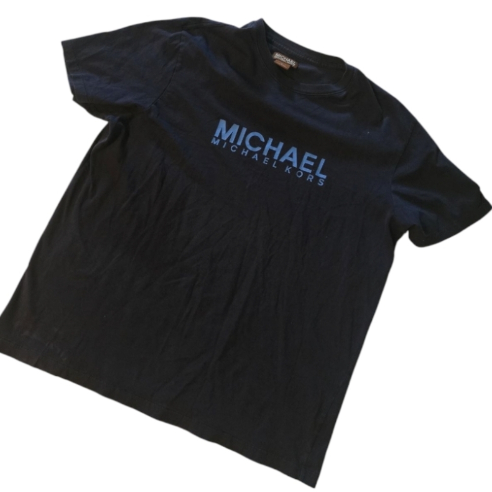 Michael Kors Navy Blue Shirt MK Logo Tee Unisex Large Men's Or Women's